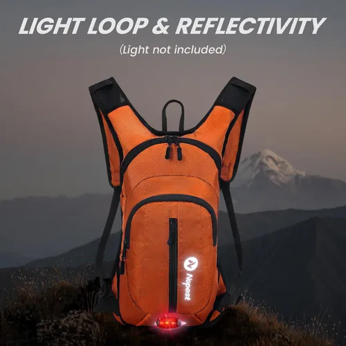 Vista 2 de Nepest Hydration Pack Backpack for Women & Men, Lightweight Water Backpack with 2L Water Bladder for Hiking Cycling Running Biking Naranja