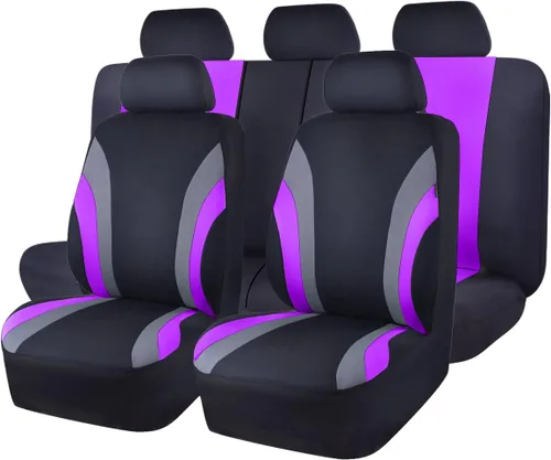 Vista 10 de CAR PASS Line Rider Sporty Cloth 11PCS Asiento de coche cubierta de ajuste universal -100% transpirable con 5 mm de esponja compuesta
