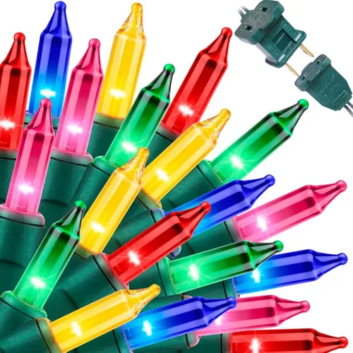 Vista 7 de LAMPHOME Cadena de luces navideñas, juego de 100 mini luces incandescentes para uso en interiores y exteriores (Amarillo)