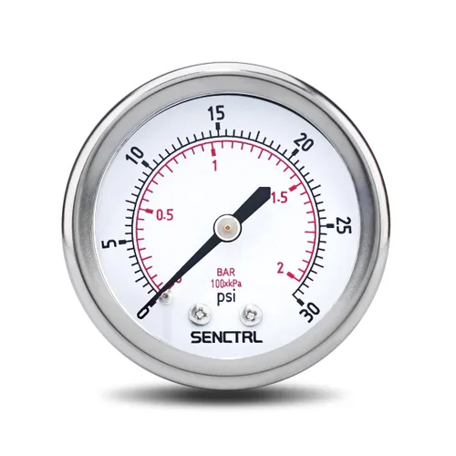 Vista 17 de SENCTRL - Medidor de presión de vacío de 30inHg, esfera de 2", NPT de 1/8, montaje inferior, estuche de acero inoxidable, resistente al agua