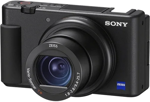 Vista 4 de Sony Cámara digital ZV-1 (negro) (DCZV1/B) + 2 tarjetas de memoria de 64 GB + funda + 3 baterías NP-BX1 + lector de tarjetas + luz LED + software