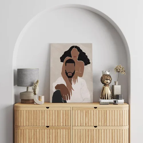 Vista 2 de Tuyashua Póster decorativo de pared de pareja negra con marco (11.5 x 15 pulgadas), arte de pared afroamericano, decoración de pared de niña negra