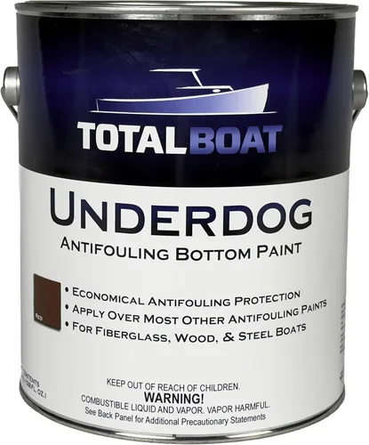 Vista 10 de TotalBoat Underdog - Pintura marina antiincrustante para fondo de barcos de fibra de vidrio, madera y acero (negro, galón)