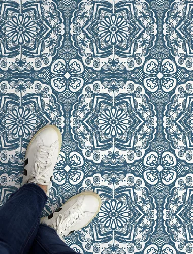 Vista 5 de FloorPops Azulejos de piso Erina Blue de 12 x 12 pulgadas, FP4945