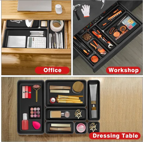 Vista 4 de Takytao【48Pcs】【5 Tamaños】Organizador de Caja de Herramientas, Juego de Divisores de Bandeja Organizadora de Cajones, Almacenamiento de Herramientas