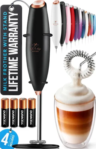 Vista 52 de Zulay Kitchen Potente varita espumadora de leche con 2 baterías Duracell – Mezclador de bebidas portátil ultrarrápido – Máquina de espuma eléctrica