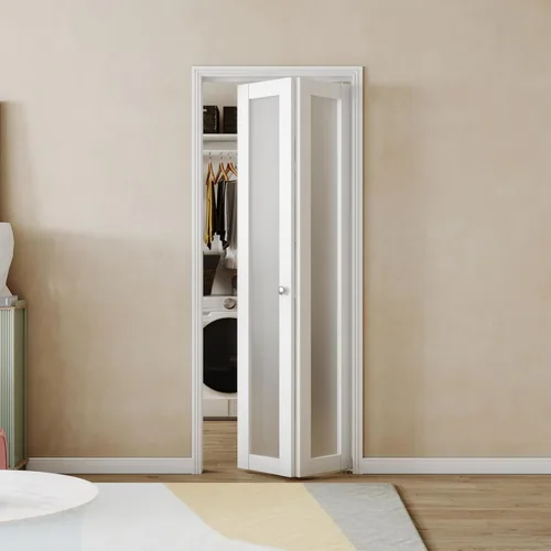 Vista 8 de BARNER HOME Puerta de armario, puertas plegables Full Lite con panel de vidrio estriado, fácil montaje, puertas plegables con kits de herrajes