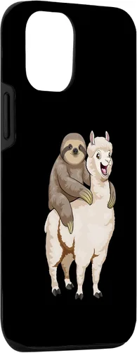 Vista 3 de Funda de juego de palabras para iPhone 12/12 Pro Sloth Riding Llama Divertido Animal Perezoso