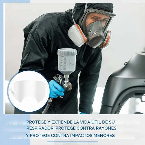 Vista 6 de Tellegloww 1 pieza de piezas de repuesto compatibles con lentes de la serie 6000 de respiradores de cara completa y 10 piezas de cubiertas de lentes