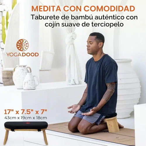Vista 5 de Banco de meditación Yoga Dood - Taburete plegable de meditación de bambú