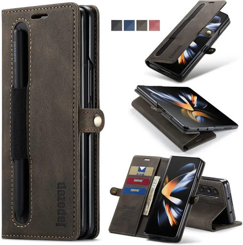 Vista 18 de Funda tipo cartera para Samsung Galaxy Z Fold 3 con soporte para bolígrafo S, color negro