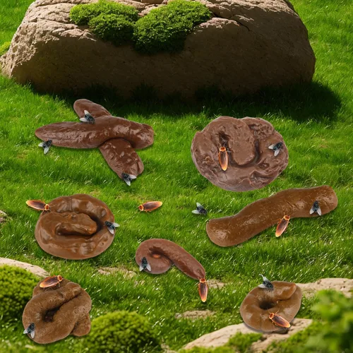 Vista 5 de 7 piezas falsas realistas falsas broma de turd popa, juguetes de broma de caca de perro falsa para Halloween, suministros de fiesta de broma del día