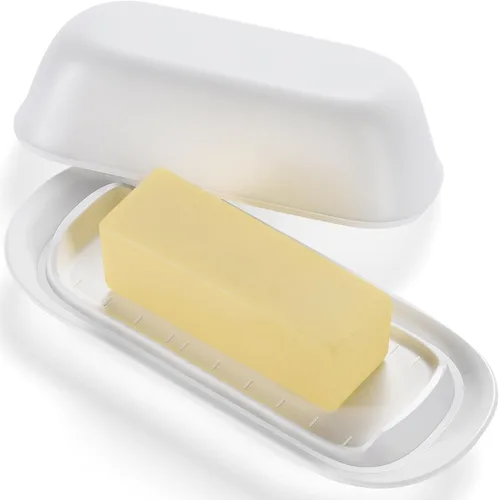 Vista 6 de Hekeieon - Mantequillera con tapa, recipiente de mantequilla, fácil de servir, contenedor de mantequilla para mantequilla de la costa este y oeste
