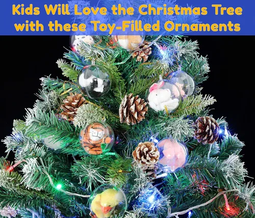 Vista 2 de 20 adornos de bolas de Navidad transparentes rellenos con marionetas de dedo, rellena con juguetes o sorpresas para decoración, árbol de Navidad