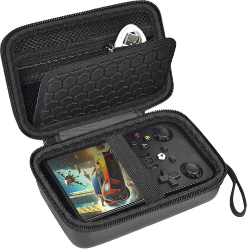 Vista 12 de PAIYULE Travel Case Compatible with RG353V/ RG353VS/ R36S Retro Handheld Game Console, Handheld Emulator Storage Holder Organizer, Android Game Beige