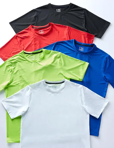Vista 6 de Paquete de 5 camisetas de manga corta, con cuello redondo y de secado rápido para hombre, camisetas deportivas para correr, entrenar o ir al gimnasio