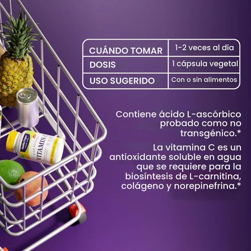 Vista 5 de Healthy Origins Vitamina C 1,000 mg, sin OMG, 360 cápsulas vegetales