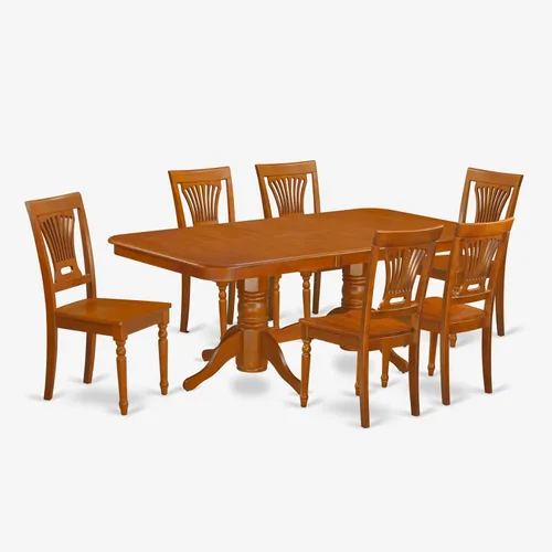 Vista 19 de East West Furniture NAPL7-WHI-C - Juego de mesa de cocina de 7 piezas que consta de una mesa de comedor rectangular con hojas de mariposa y 6 sillas