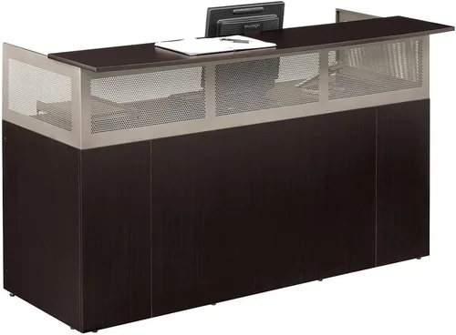 Vista 4 de NBF Recepción mostrador de trabajo para recepción, 75 pulgadas de ancho, Espresso Marrón