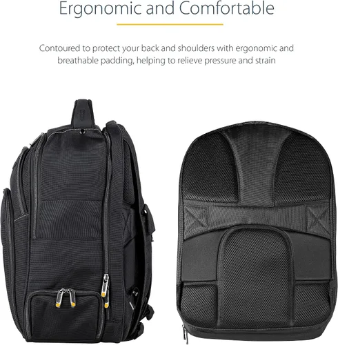 Vista 5 de StarTech.com Mochila ergonómica unisex para computadora con funda extraíble para accesorios, bolsillos para computadora portátil/tableta, nailon