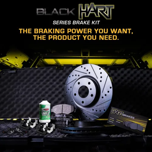 Vista 3 de Hart Brakes Kit de frenos y rotores traseros Pastillas de freno traseras Rotores y pastillas de frenos Pastillas de freno y rotores
