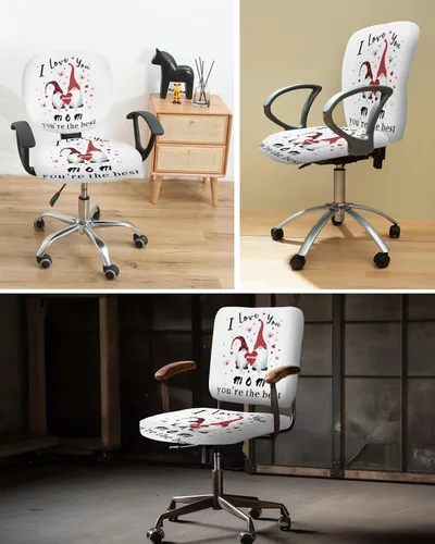 Vista 6 de Office Chair Cover I Love You Mom Protective Stretchable Universal Computer Chair Covers Gnome White Backdrop Stretch Rotating Chair Slipcover