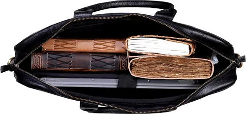 Vista 5 de Maletín de piel de 18 pulgadas para ordenador portátil, bolsas de mensajero para hombres y mujeres, la mejor bolsa de oficina, escuela, universidad