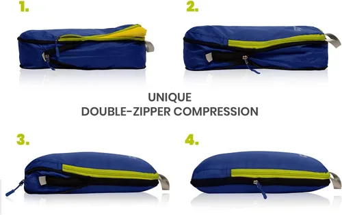Vista 2 de SUITEDNOMAD Juego de cubos de embalaje de compresión, bolsas organizadoras de viaje ultraligeras, azul profundo