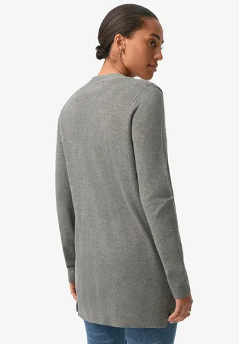 Vista 3 de ellos Cárdigan largo estilo boyfriend para mujer con botones de tortuga