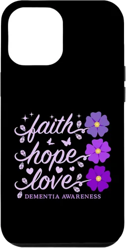 Vista 6 de Funda de flores moradas para iPhone 14 Faith Hope Love Demencia Alzheimer's Awareness