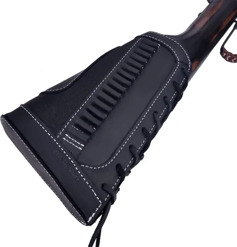Vista 22 de Cartucho de culata de cuero para rifles calibre 12 o calibre .30-30 .308 Caza bolsa de munición bolsa de bolsa de bolsa de mano derecha escopeta