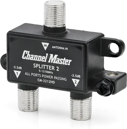 Vista 2 de Channel Master Splitter 2 Divisor de 2 vías distribuye la señal de antena digital HDTV a 2 televisores, una entrada y dos salidas, paso