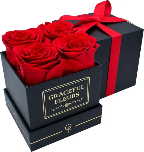Vista 10 de Graceful Fleurs - Rosas reales de larga duración en una caja durante años, flores frescas preservadas para siempre para cumpleaños, Día de la Madre