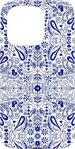 Vista 14 de Folk Art Pattern Blue Chinoiserie Birds Flowers Scandinavian Case for iPhone 17