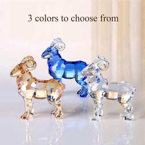 Vista 7 de DOJOZ Colección de figuras de animales de cabra de cristal, estatua coleccionable para decoración del hogar (dorado)
