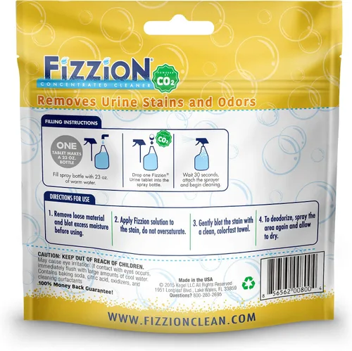 Vista 2 de Fizzion Destructor de manchas y olores de mascotas de orina (5 tabletas)