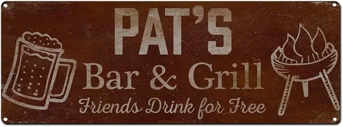 Vista 69 de Adam's Bar and Grill Friends Drink for Free, cartel de aluminio de 5.75 x 15.5 pulgadas, accesorios personalizados para bar y decoración de pared