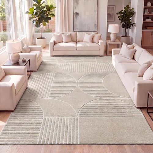 Vista 8 de JONATHAN Y Nordby - Alfombra de tiras arqueadas de alto a bajo, para interiores y exteriores, 2x8, Beige/Crema, para patio, patio trasero, sala
