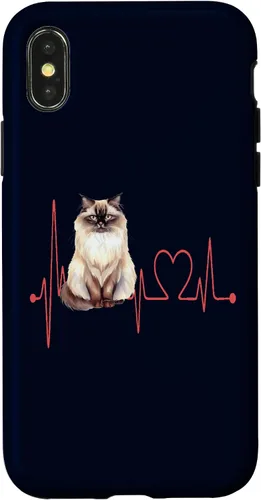Vista 5 de Himalayan Cat Heartbeat EKG Funny I Love My Cat Case for iPhone 17
