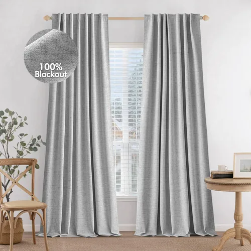 Vista 15 de MIULEE Cortinas 100% opacas de 84 pulgadas de largo de lino, cortinas y drapeados, juego de 2 paneles para dormitorio, pestaña trasera, sala