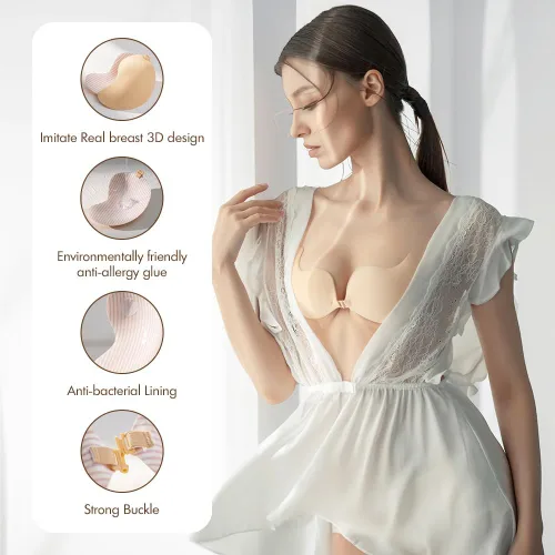 Vista 2 de VCNBRA Adhesive Bra Strapless Sticky Push up Reusable Invisible Bra for Backless Dress