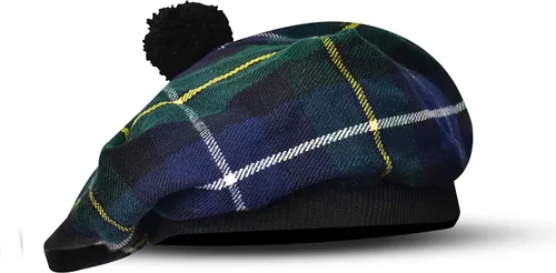 Vista 46 de Sombrero escocés Tam o Shanter Gorro escocés Tartan P.V Tartan (poliviscosa) Mezcla de lana con pompón Talla única para todos.