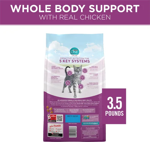Vista 7 de Purina ONE Plus Soporte para todo el cuerpo con comida seca para gatos de pollo - Bolsa de 3.5 libras