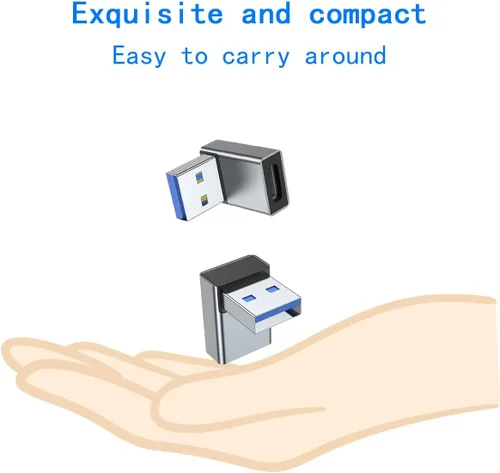 Vista 5 de Adaptador de ángulo USB 3.1 a USB C de 90 ° USB A macho a USB C hembra en forma de L, para transferencia de datos OTG carga 3A, para PC, portátil