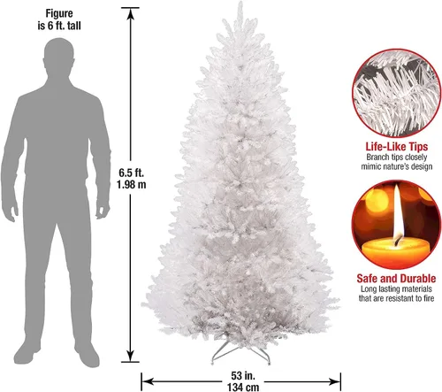 Vista 3 de National Tree Company Árbol de Navidad artificial completo, blanco, abeto Dunhill, incluye soporte, 6.5 pies
