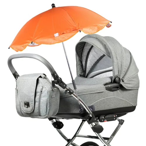 Vista 8 de Garneck Paraguas con clip para cochecito con abrazadera de protección UV para parasol resistente al agua para sillas de empuje para lluvia