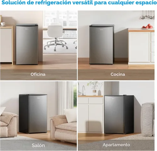 Vista 9 de Midea MERM33S1AST - Mini nevera compacta de 3.3 pies cúbicos con luz interna, termostato ajustable, puerta reversible, bajo ruido para dormitorio