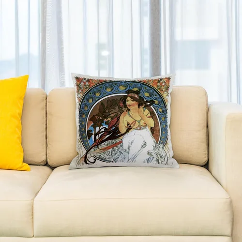 Vista 2 de 3dRose Mucha - Muse of Music - Funda de almohada, 16 x 16 pulgadas (pc_171470_1)