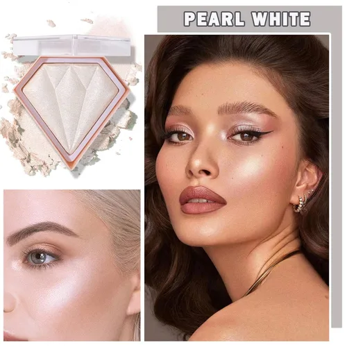 Vista 2 de Paleta de maquillaje con resaltador facial blanco, polvo de contorno brillante, impermeable, de larga duración, ilumina la tez facial, iluminador