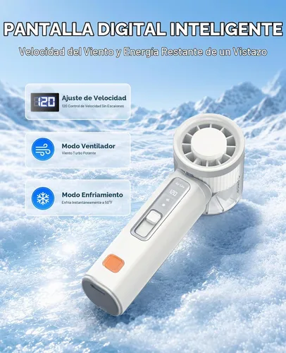 Vista 7 de ORICO Mini ventilador turbo portátil de mano con refrigeración por hielo Blanco